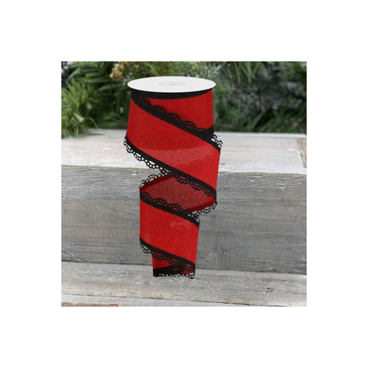 Shop For 2.5" Scalloped Edge Royal Ribbon: Red & Black (10 Yard) at Michelle's aDOORable Creations