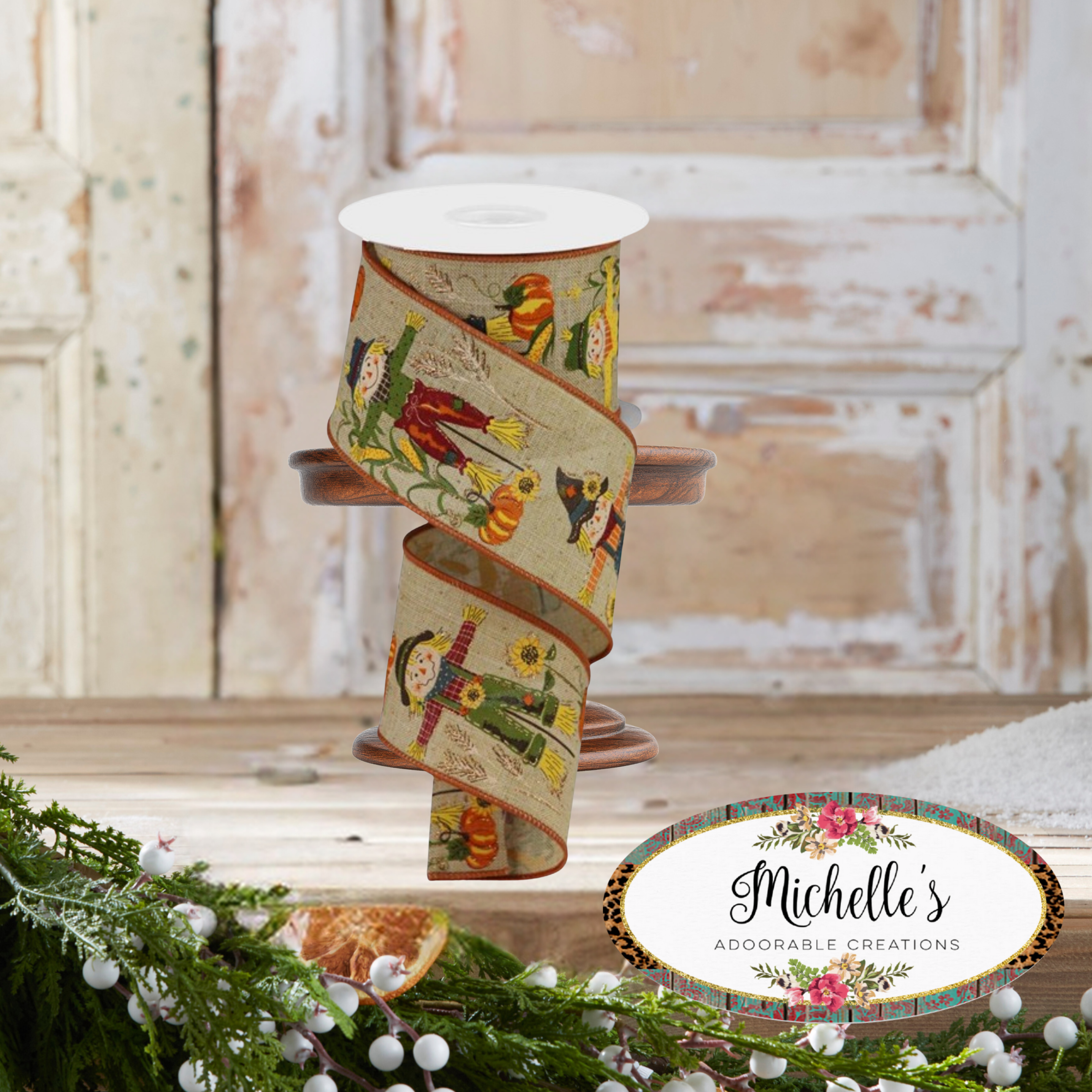 Shop For 2.5" Scarecrow Glitter Ribbon: Brown (10 Yards)