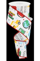 Shop For 2.5" School Rocks Ribbon: White (10 Yards) at Michelle's aDOORable Creations