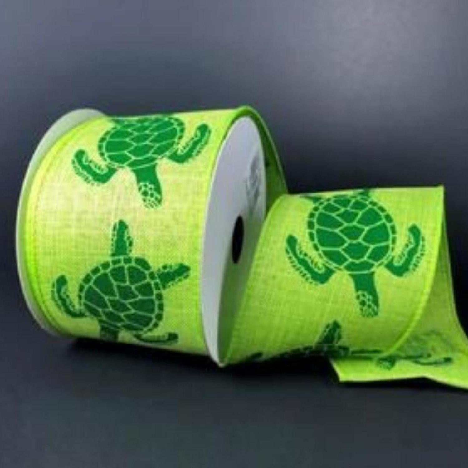 2.5" Sea Turtle Ribbon: Lime (10 Yards)