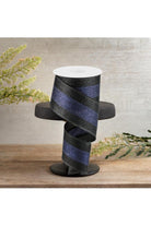 Shop For 2.5" Shimmer Glitter Stripe Ribbon: Black & Navy Blue (10 Yards)