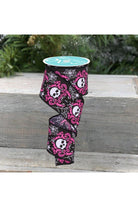 Shop For 2.5" Skull Damask Ribbon: Pink (10 Yards)