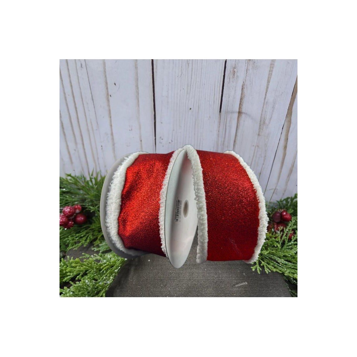 Shop For 2.5" Snow Edge Satin Glitter Ribbon: Red (10 Yards)