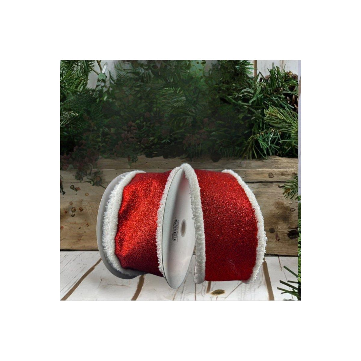 Shop For 2.5" Snow Edge Satin Glitter Ribbon: Red (10 Yards)