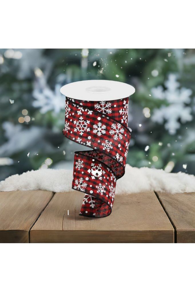 Shop For 2.5" Snowflake Ribbon: Black & Red (10 Yards) at Michelle's aDOORable Creations