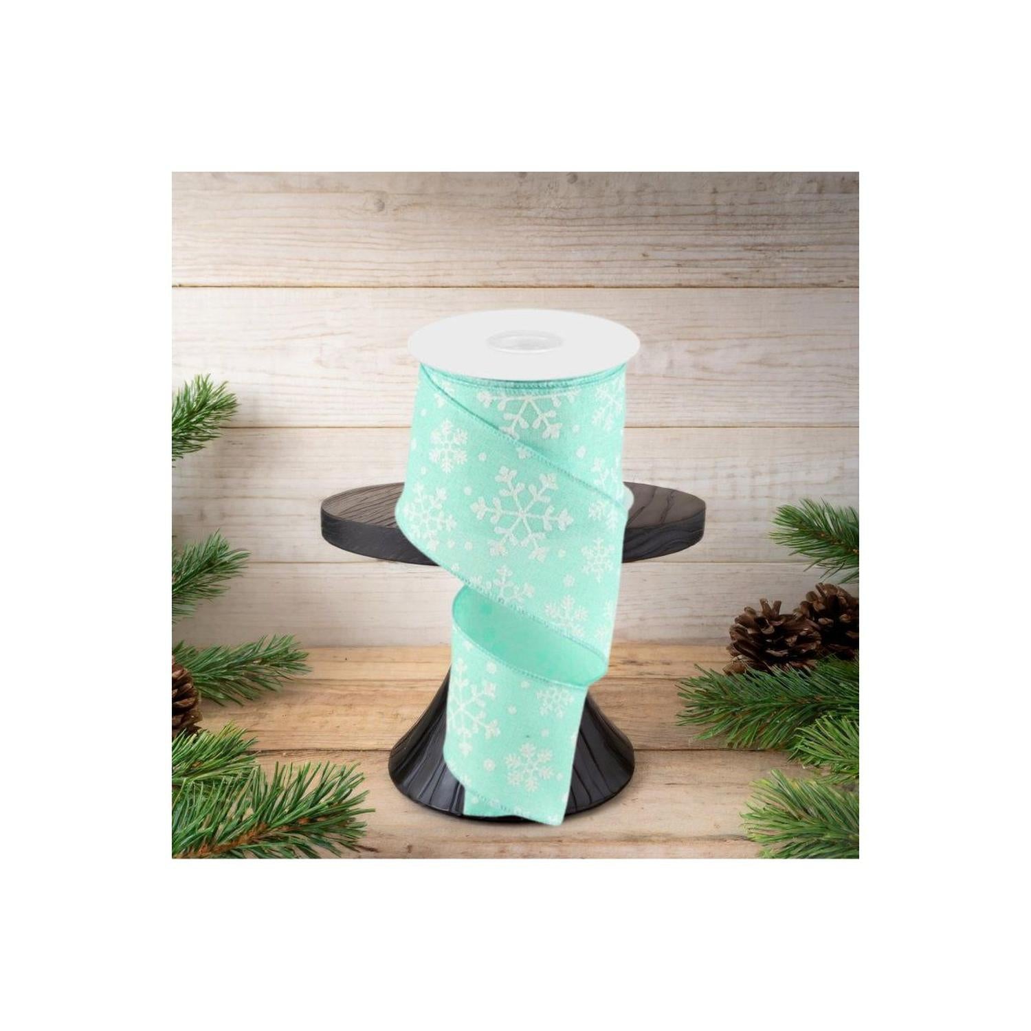 2.5" Snowflake Ribbon: Mint Green (10 Yards)