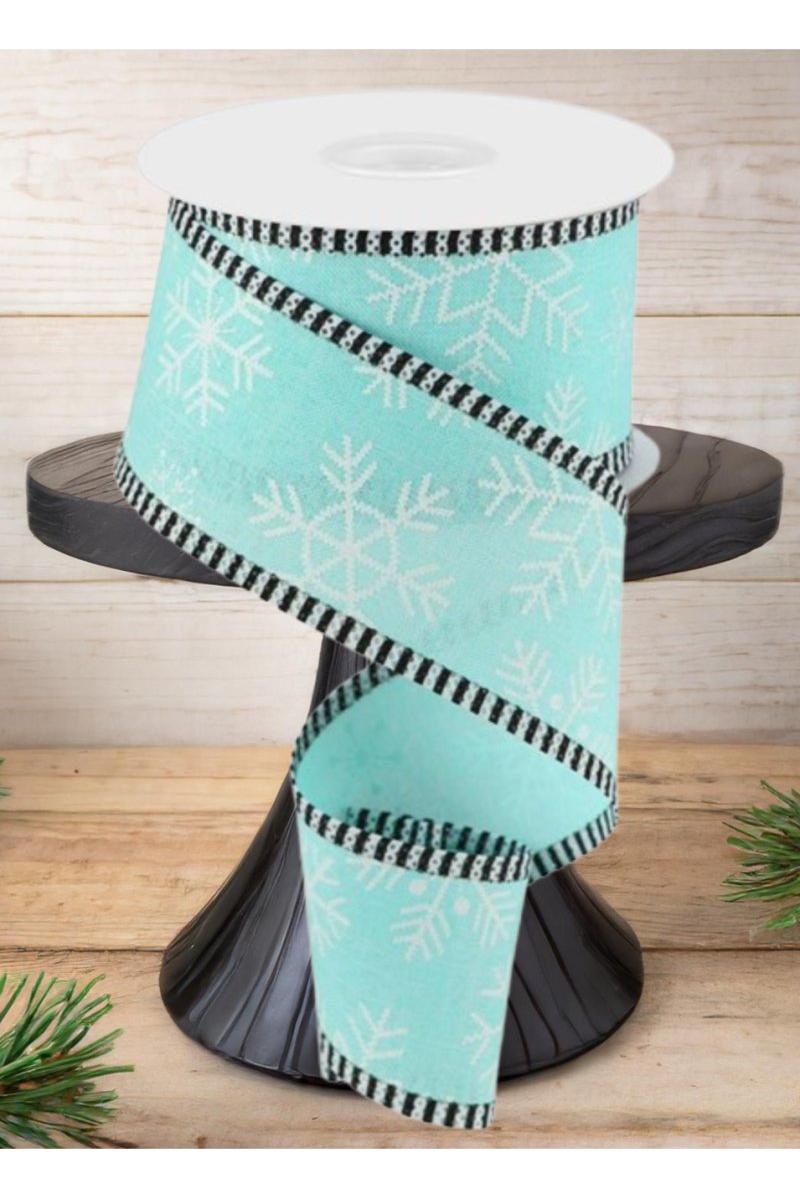 Shop For 2.5" Snowflake Thin Stripe Edge Ribbon: Ice Blue (10 Yards)