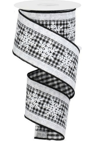 Shop For 2.5" Snowflakes on Check Ribbon: White (10 Yards)