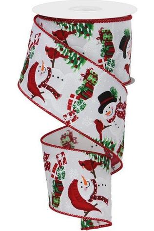 Shop For 2.5" Snowman Cardinal Ribbon: White (10 Yards)