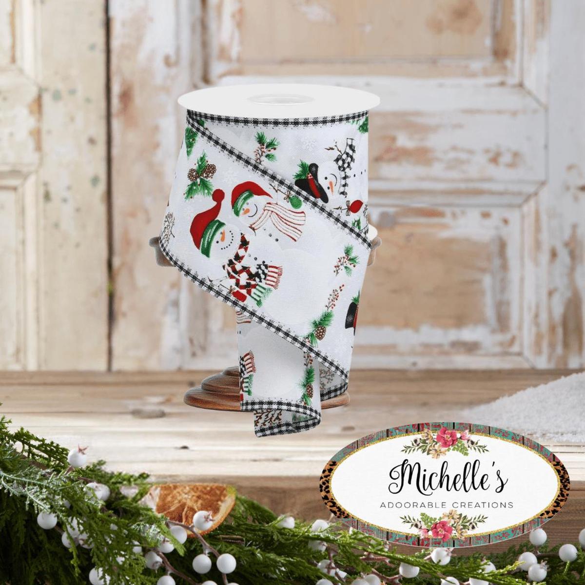 Shop For 2.5" Snowman Ornaments Gingham Ribbon: White (10 Yards)