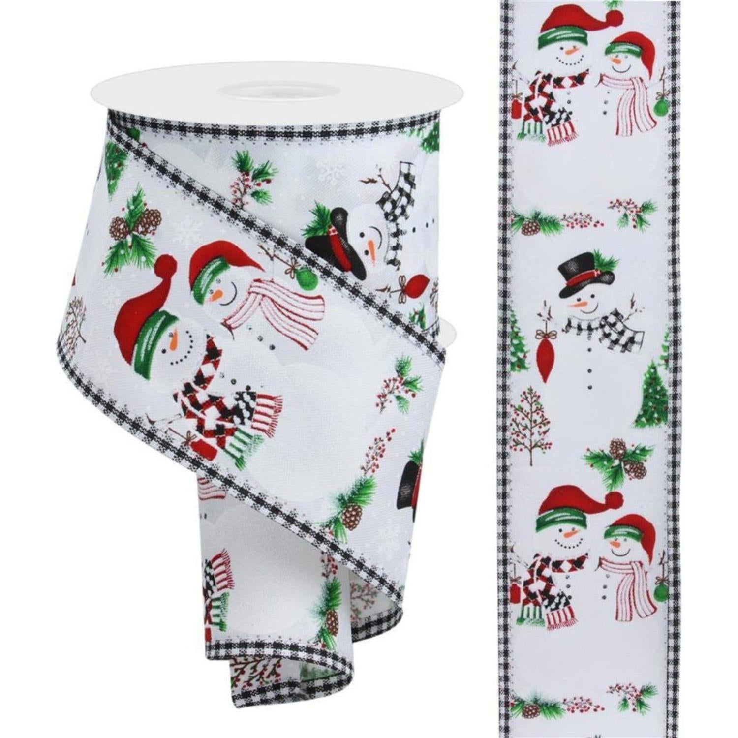 Shop For 2.5" Snowman Ornaments Gingham Ribbon: White (10 Yards)