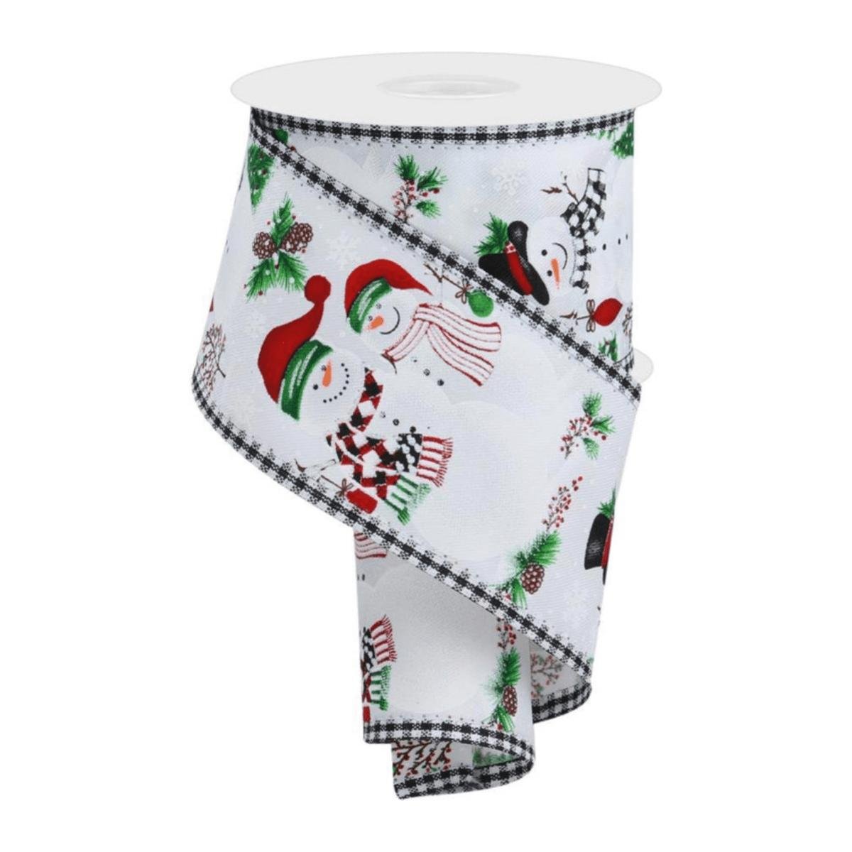 Shop For 2.5" Snowman Ornaments Gingham Ribbon: White (10 Yards)