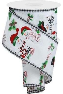 Shop For 2.5" Snowman Ornaments Gingham Ribbon: White (10 Yards)