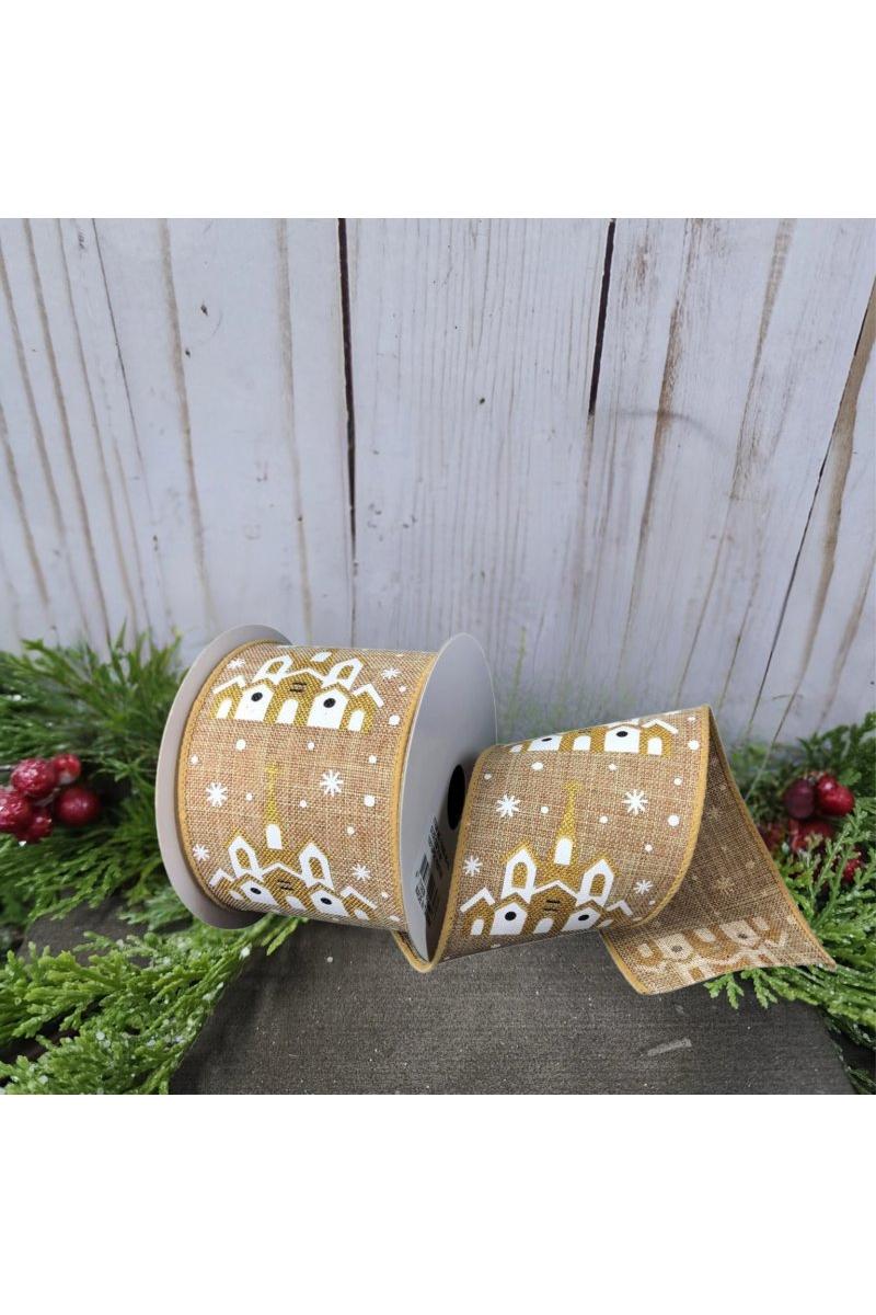 Shop For 2.5" Snowy Church Ribbon: Natural (10 Yards)