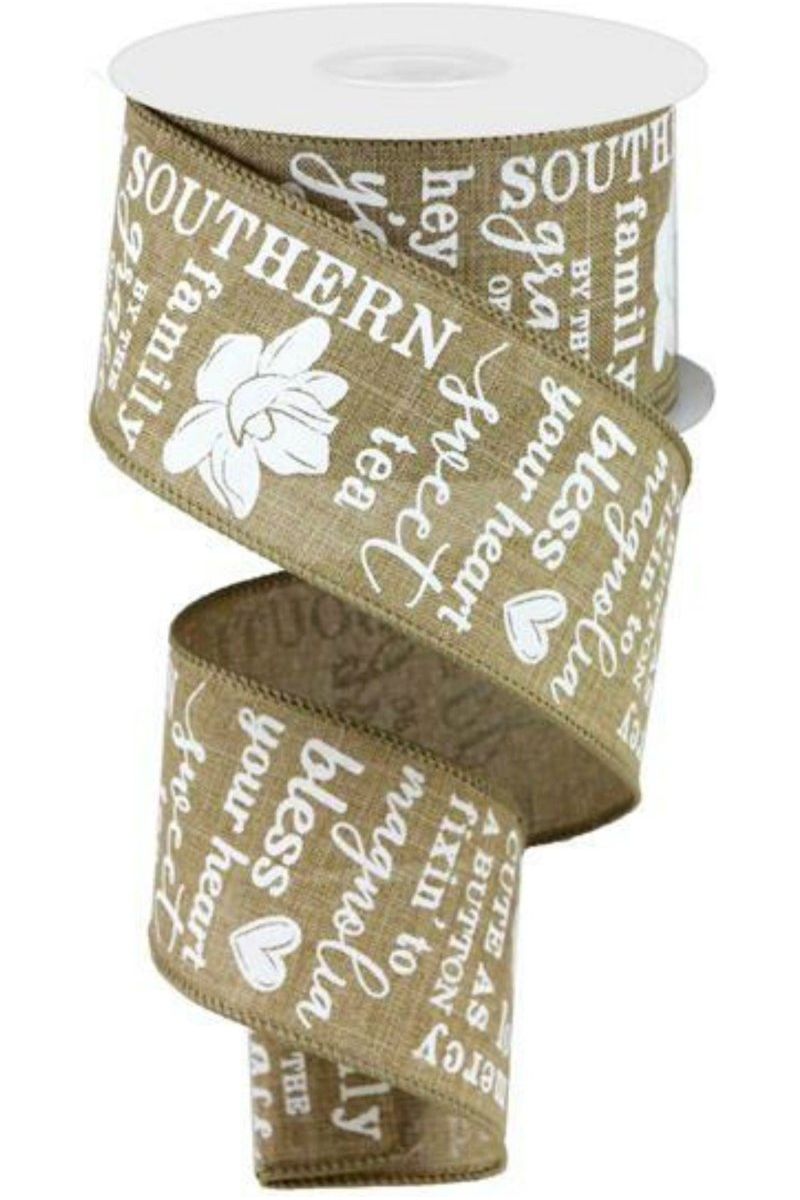 Shop For 2.5" Southern Charm Royal Ribbon: Light Beige & White (10 Yards) at Michelle's aDOORable Creations