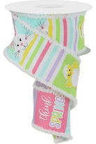 Shop For 2.5" Spring Bunny Chick Drift Ribbon: White (10 Yards)