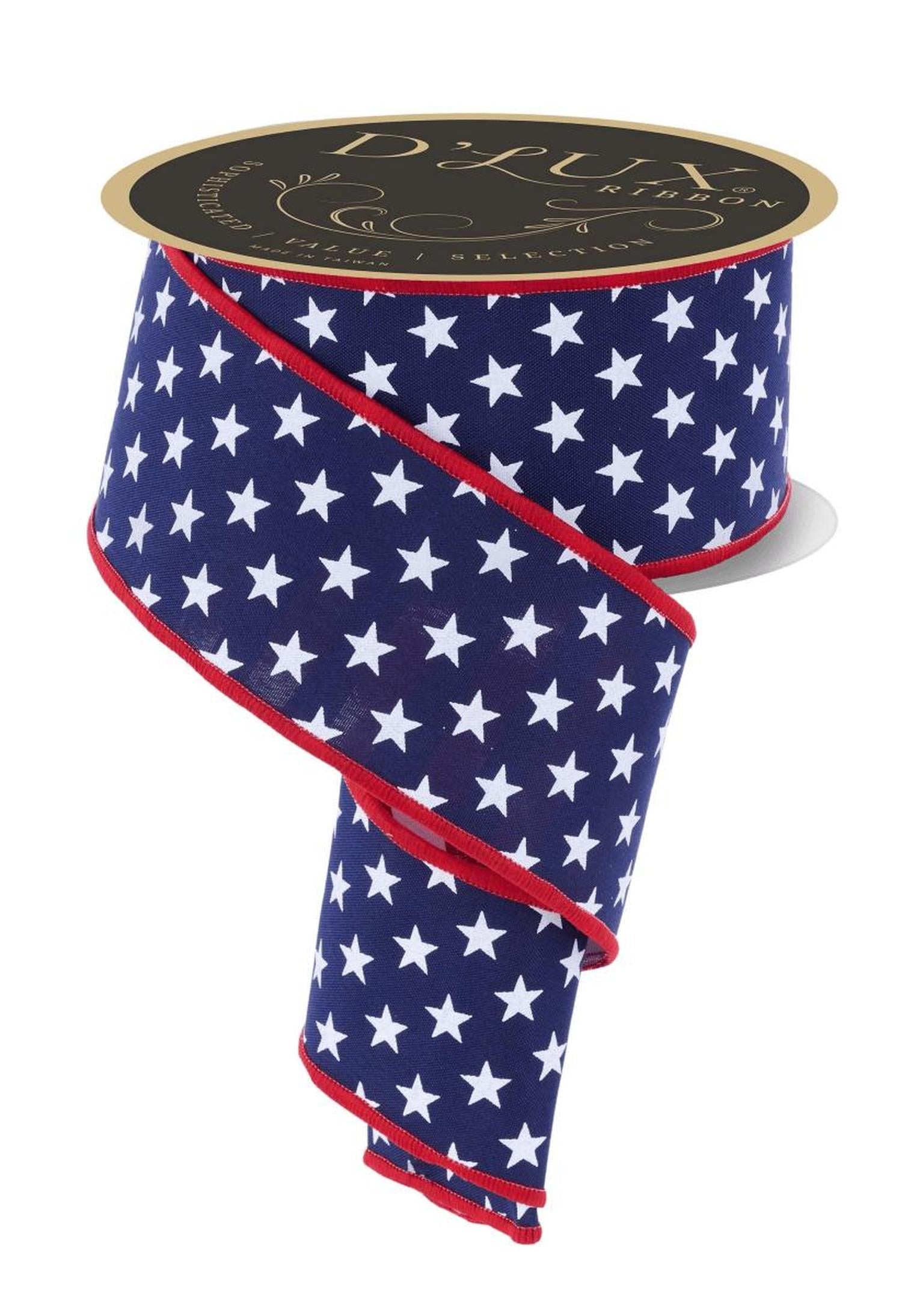 2.5 Stars and Stripes Fused Back Ribbon: Navy Blue (10 Yards)