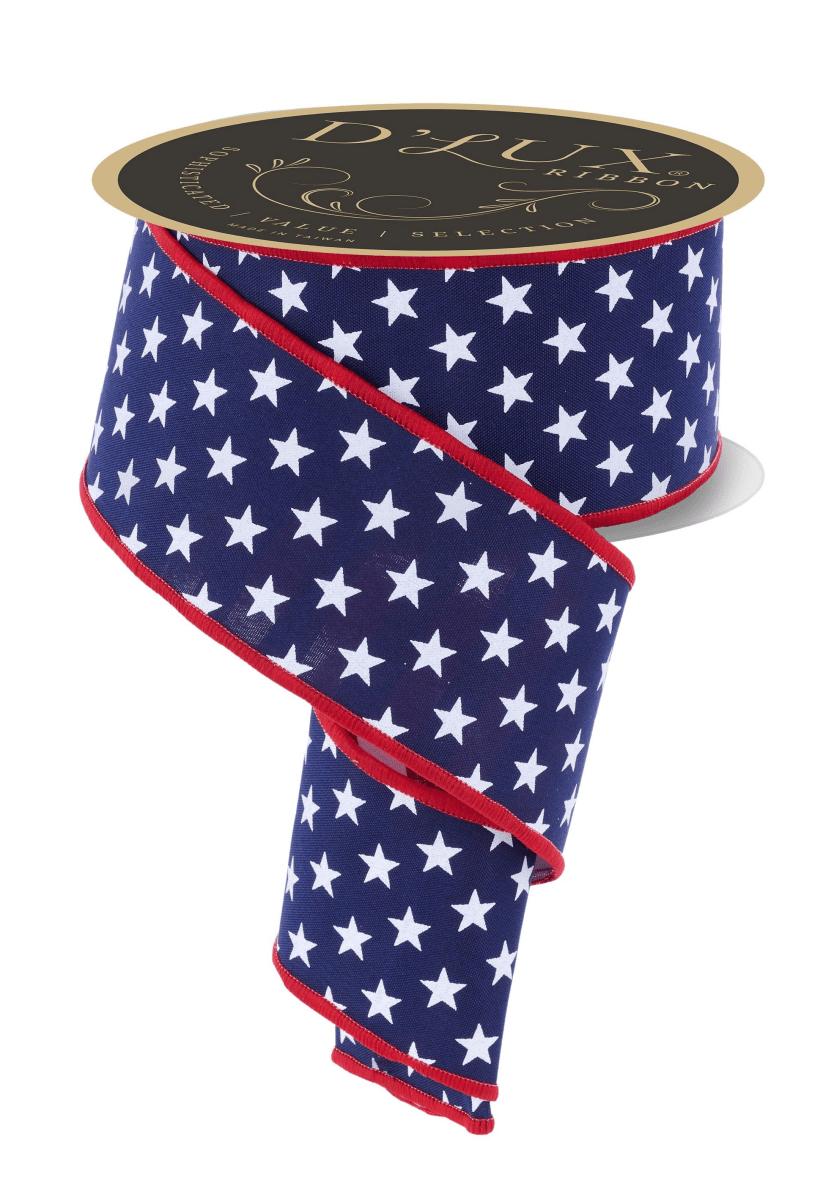Shop For 2.5 Stars and Stripes Fused Back Ribbon: Navy Blue (10 Yards)