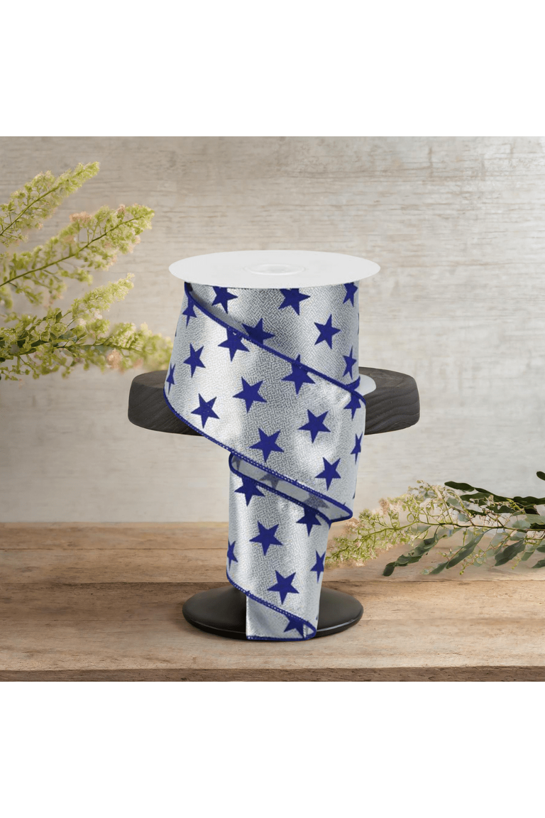 Shop For 2.5" Stars on Metallic Ribbon: Silver (10 Yards)