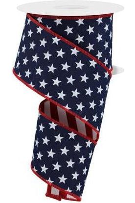 Shop For 2.5" Stars Stripes Fused Back Ribbon: Navy Blue (10 Yards) at Michelle's aDOORable Creations