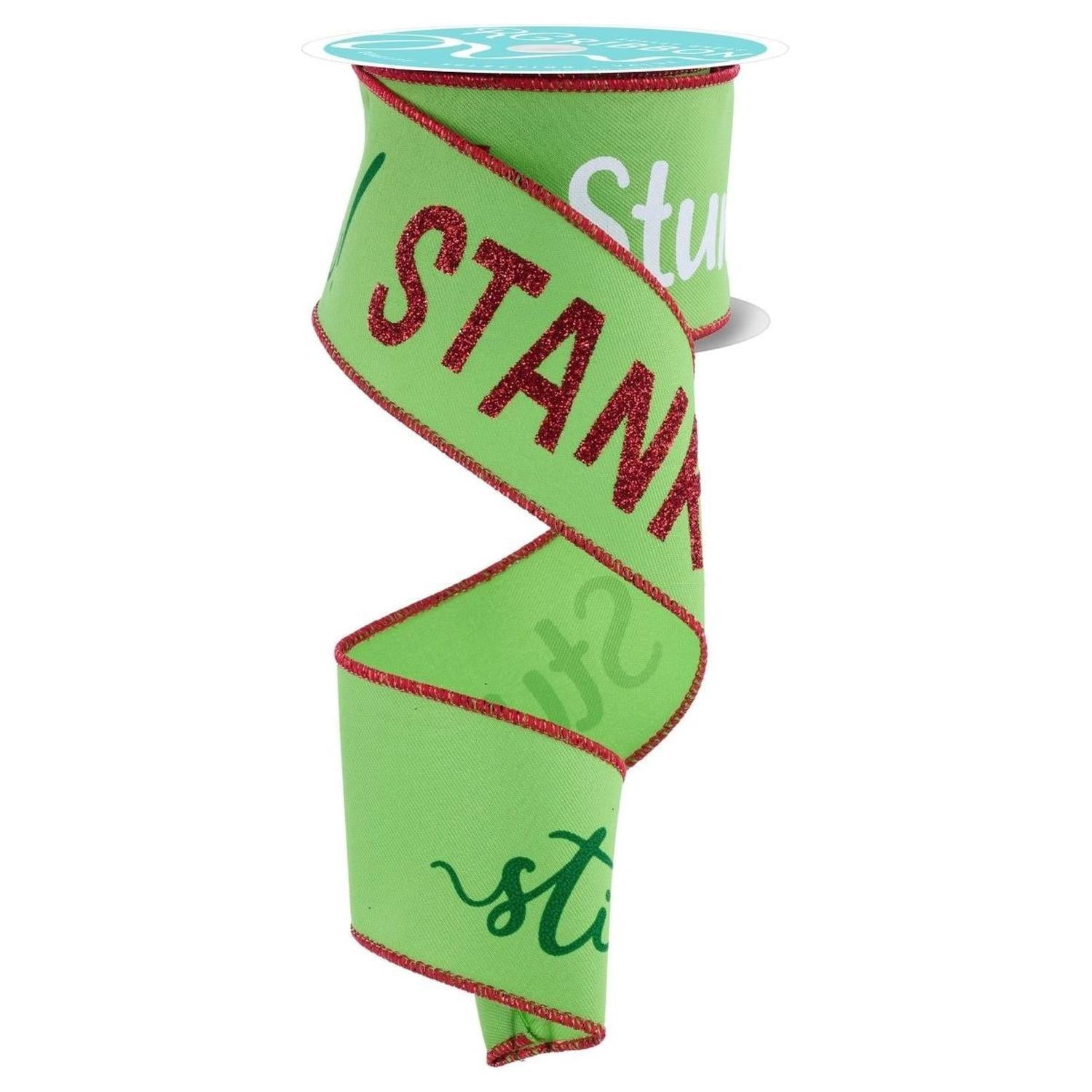 2.5" Stink Stank Stunk Ribbon: Lime Green (10 Yards)