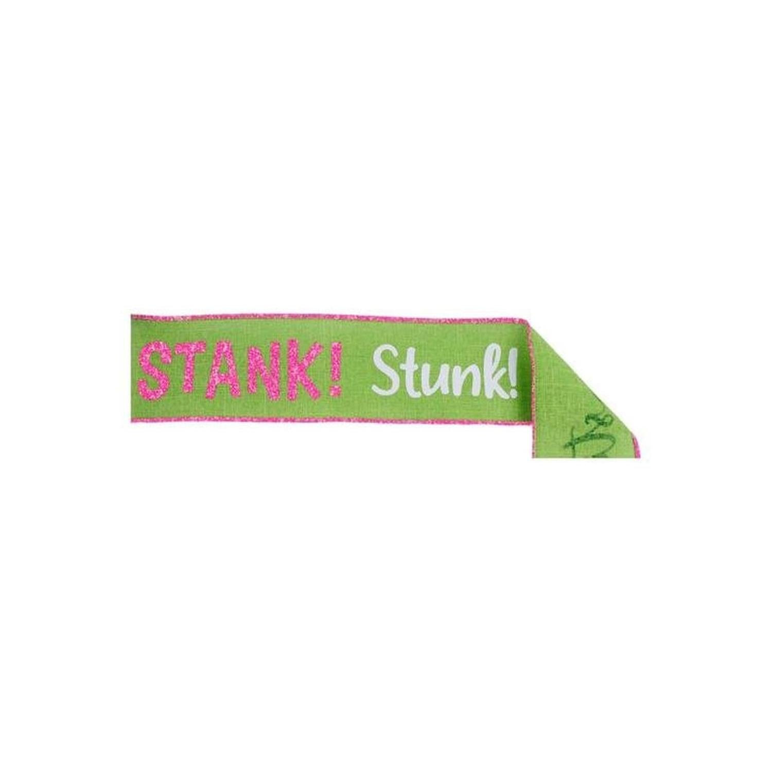 2.5" Stink Stank Stunk Ribbon: Pink/Green (10 Yards)