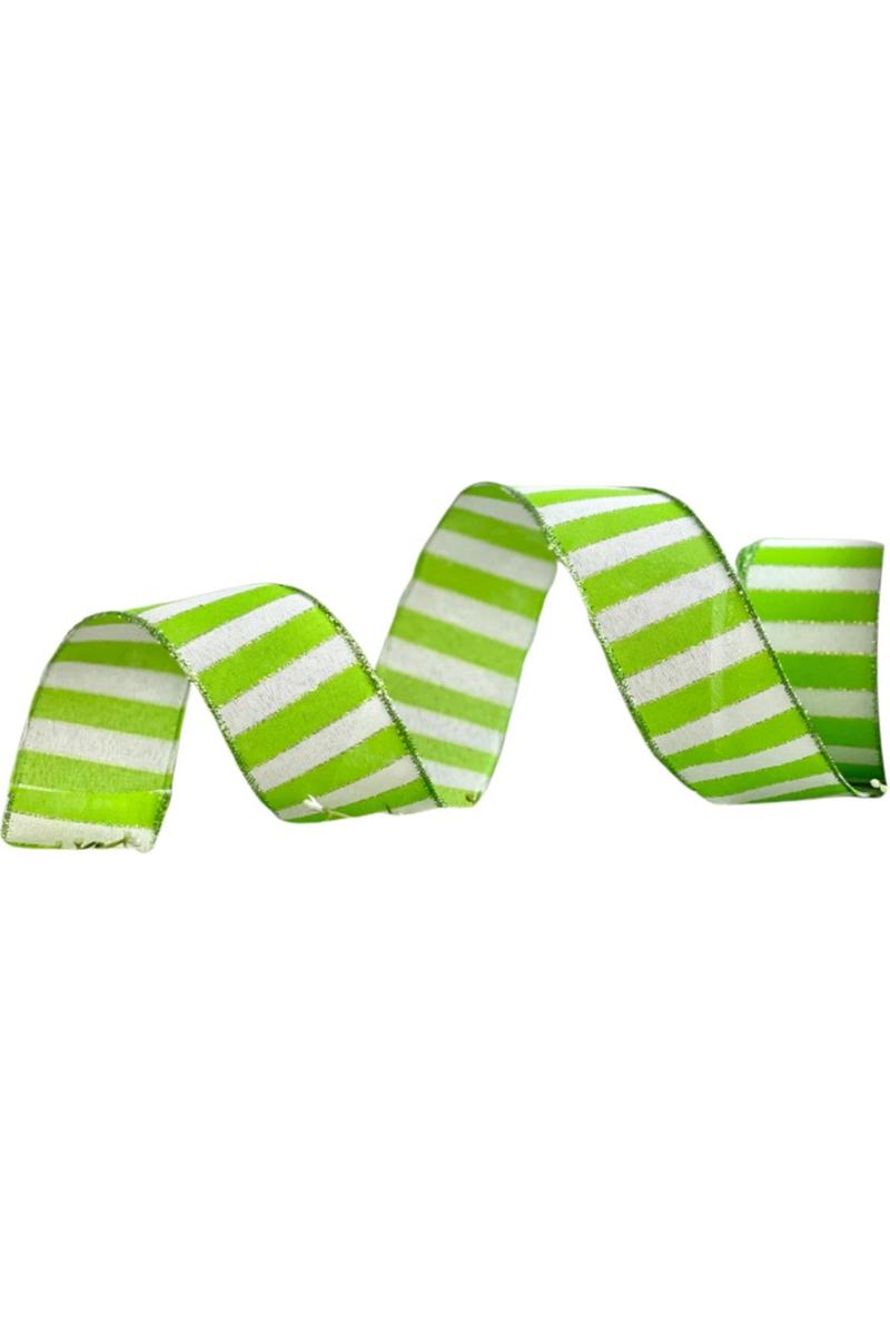 Shop For 2.5" Stripe Tinsel Edge Ribbon: Lime & White (10 Yards) 71394 - 40 - 09