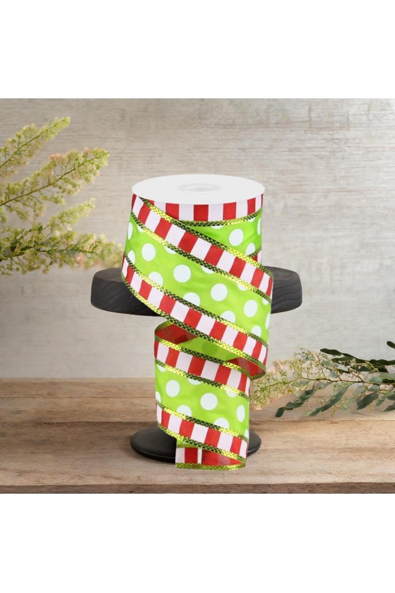 Shop For 2.5" Striped Edge Polka Dot Ribbon: Red, Green & White (10 Yards)