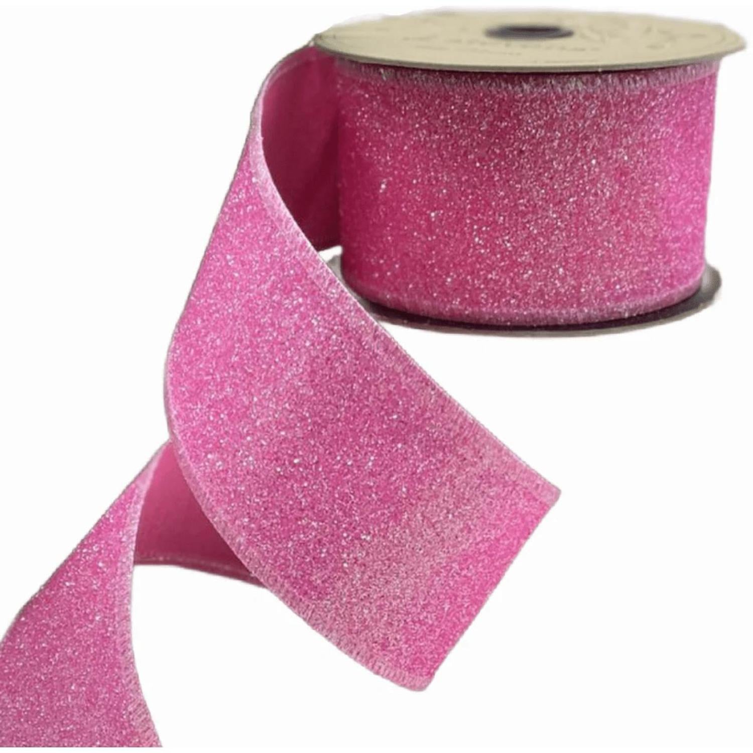 2.5" Sugar Glitter Matrix Ribbon: Pink (10 Yards)