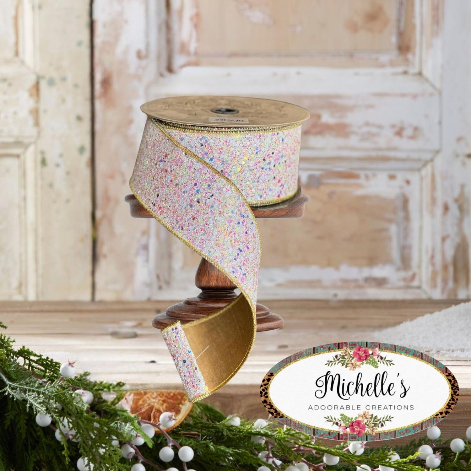 Shop For 2.5" Sugar Plum Glitter Ribbon: Icy Iridescent (10 Yards)