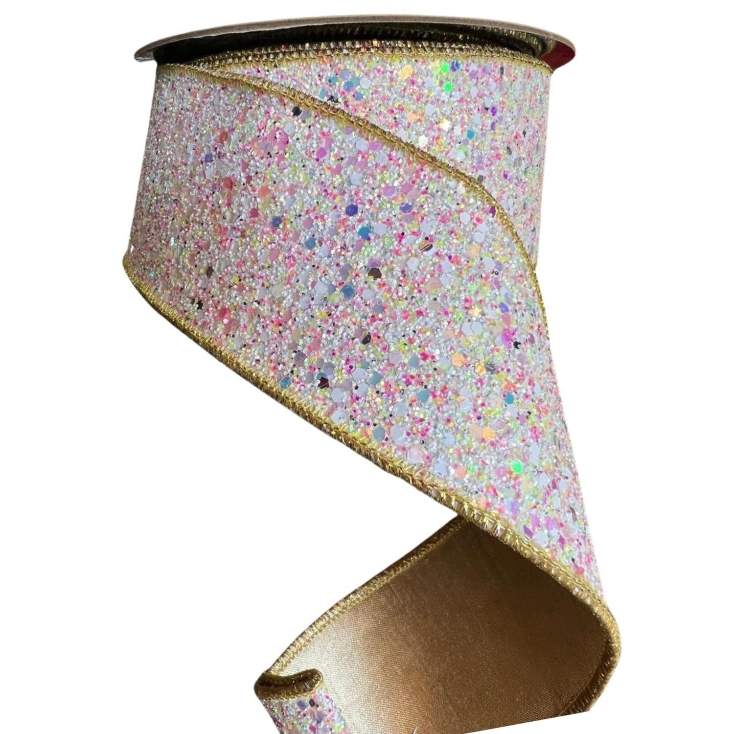 Shop For 2.5" Sugar Plum Glitter Ribbon: Icy Iridescent (10 Yards)