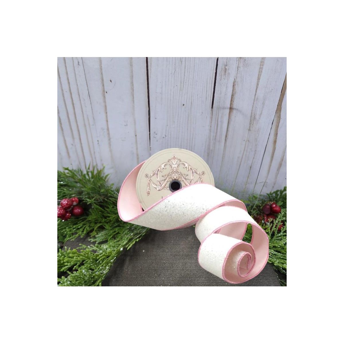 Shop For 2.5" Sugar Plum Glitter Ribbon: Whispy White (10 Yards) at Michelle's aDOORable Creations