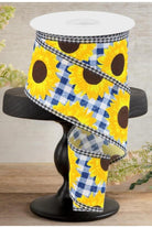 Shop For 2.5" Sunflower Check Ribbon: Blue (10 Yards)