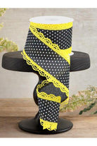 Shop For 2.5" Swiss Dots Lace Edge Ribbon: Black/Yellow (10 Yards)