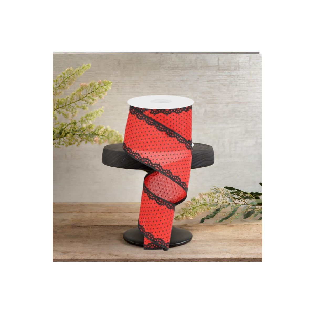 Shop For 2.5" Swiss Dots Lace Edge Ribbon: Red (10 Yards)