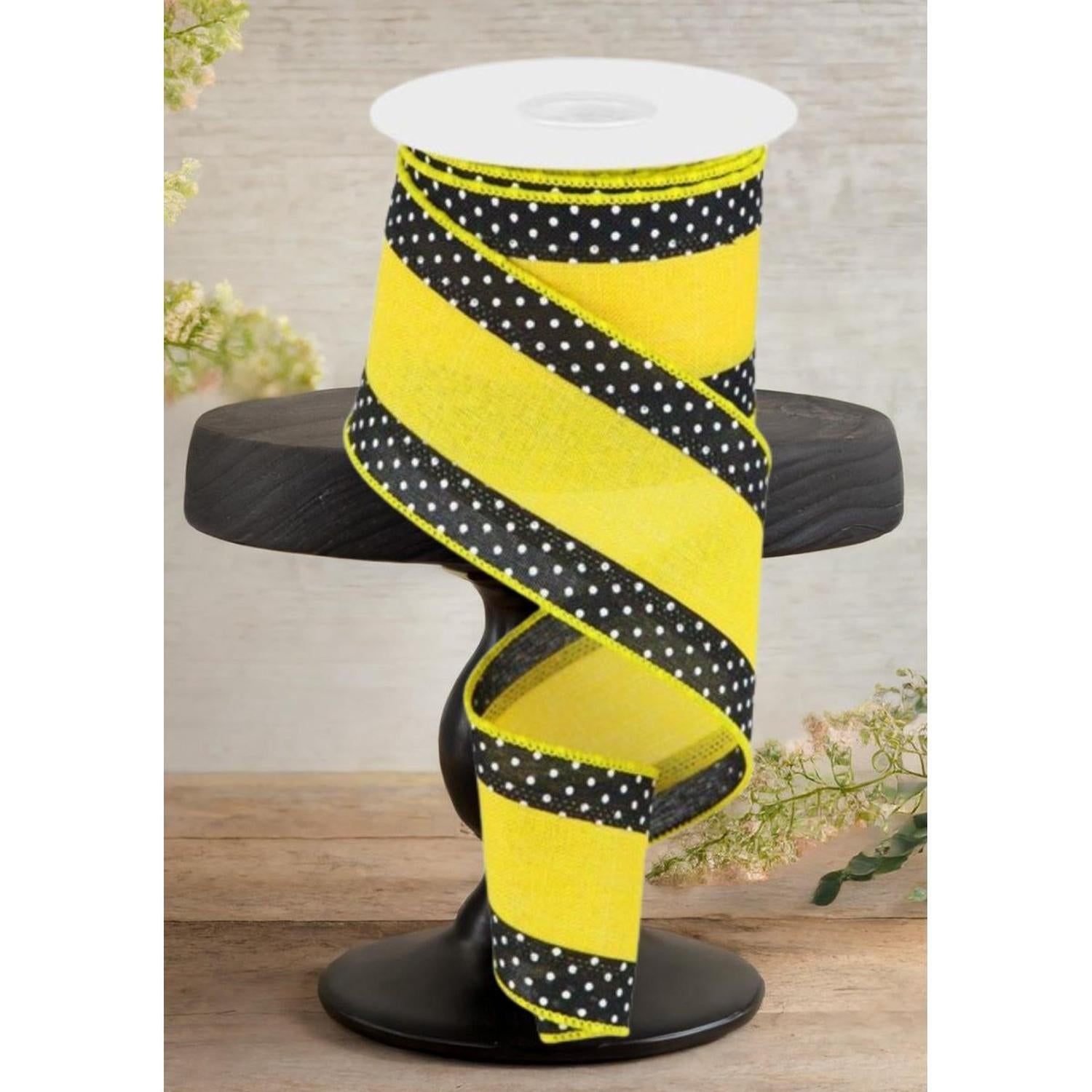 2.5" Swiss Dots Royal Ribbon: Sun Yellow (10 Yards)