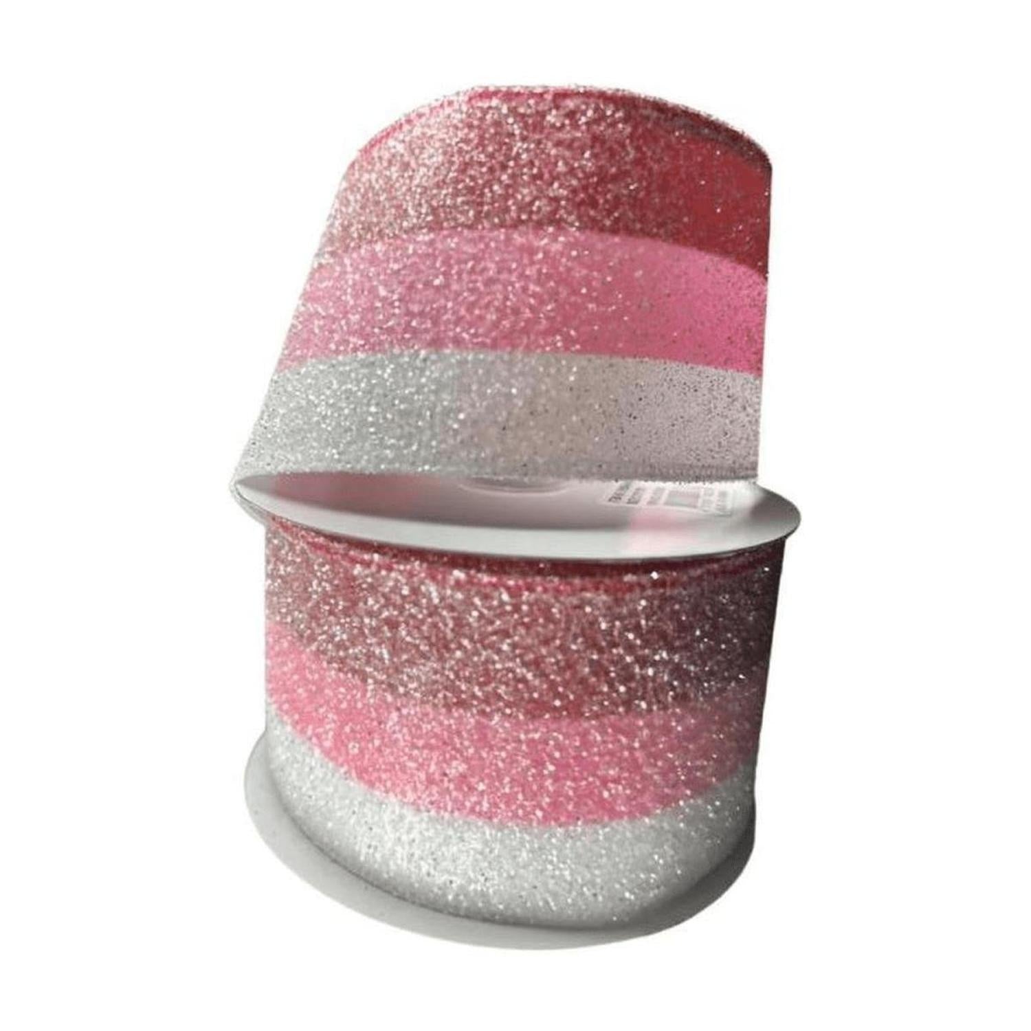 2.5" Tricolor Candy Striped Ribbon: Red, Pink and White