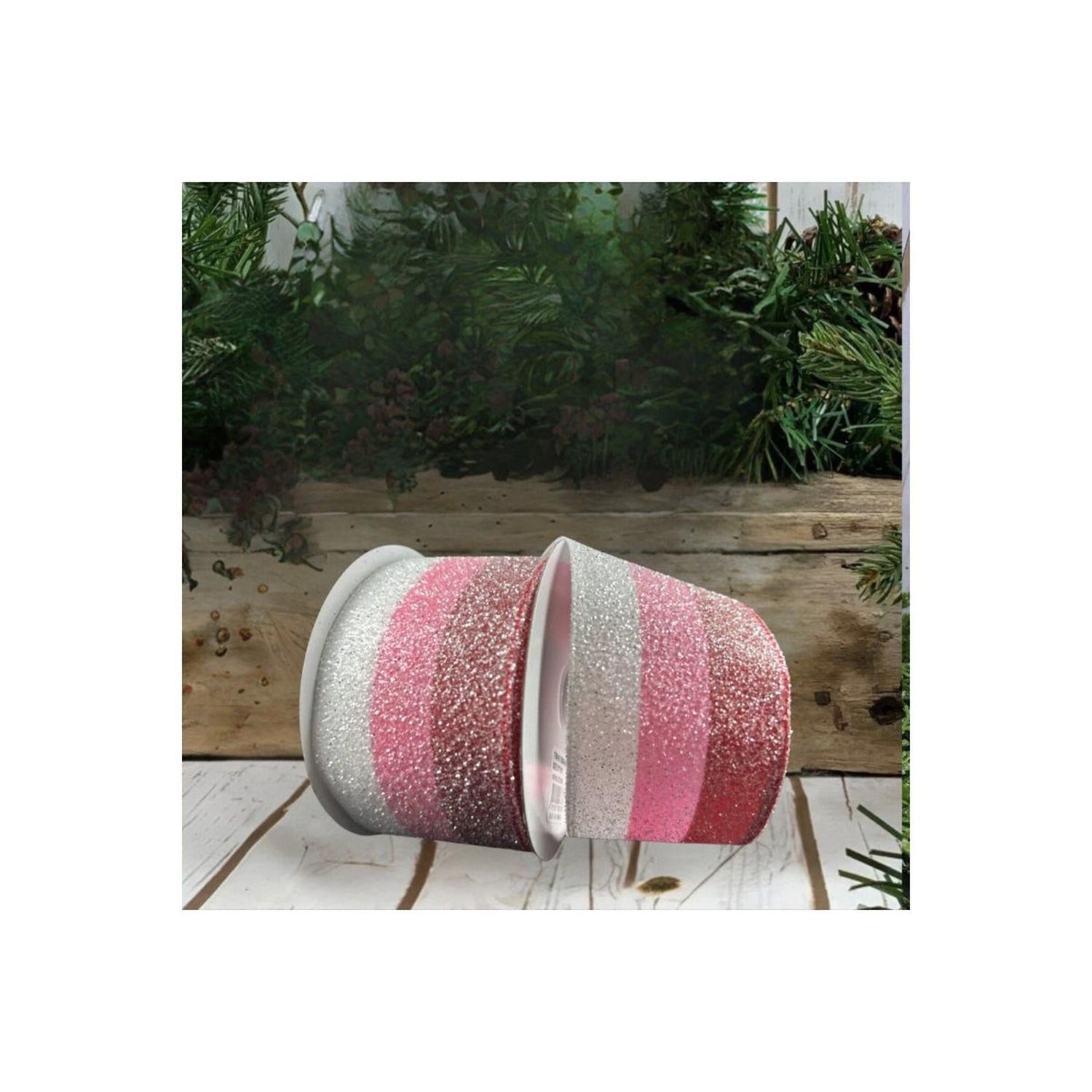 2.5" Tricolor Candy Striped Ribbon: Red, Pink and White