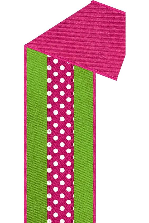 Shop For 2.5" Tricolor Polka Dot Fused Ribbon: Hot Pink/Green