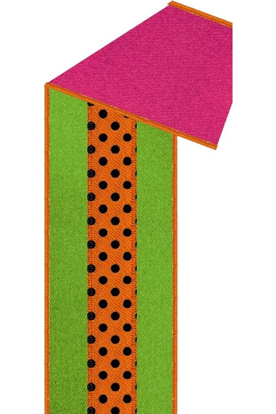 Shop For 2.5" Tricolor Polka Dot Fused Ribbon: Hot Pink/Orange