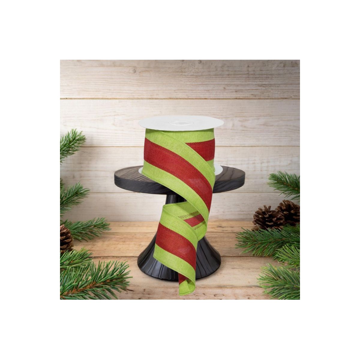 Shop For 2.5" Tricolor Striped Ribbon: Red/Lime Green (10 Yards)