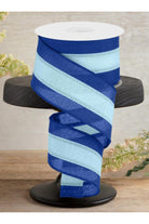 Shop For 2.5" Tricolor Striped Ribbon: Royal Blue/Pale Blue (10 Yards)