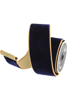 Shop For 2.5" Two Tone Velvet Ribbon: Navy/Gold (10 Yards)