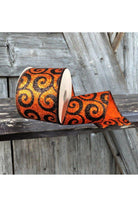 Shop For 2.5" Ultra Glitter Swirls Ribbon: Orange & Black (10 Yards) at Michelle's aDOORable Creations