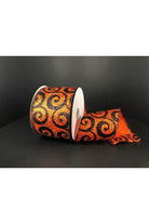 Shop For 2.5" Ultra Glitter Swirls Ribbon: Orange & Black (10 Yards) at Michelle's aDOORable Creations