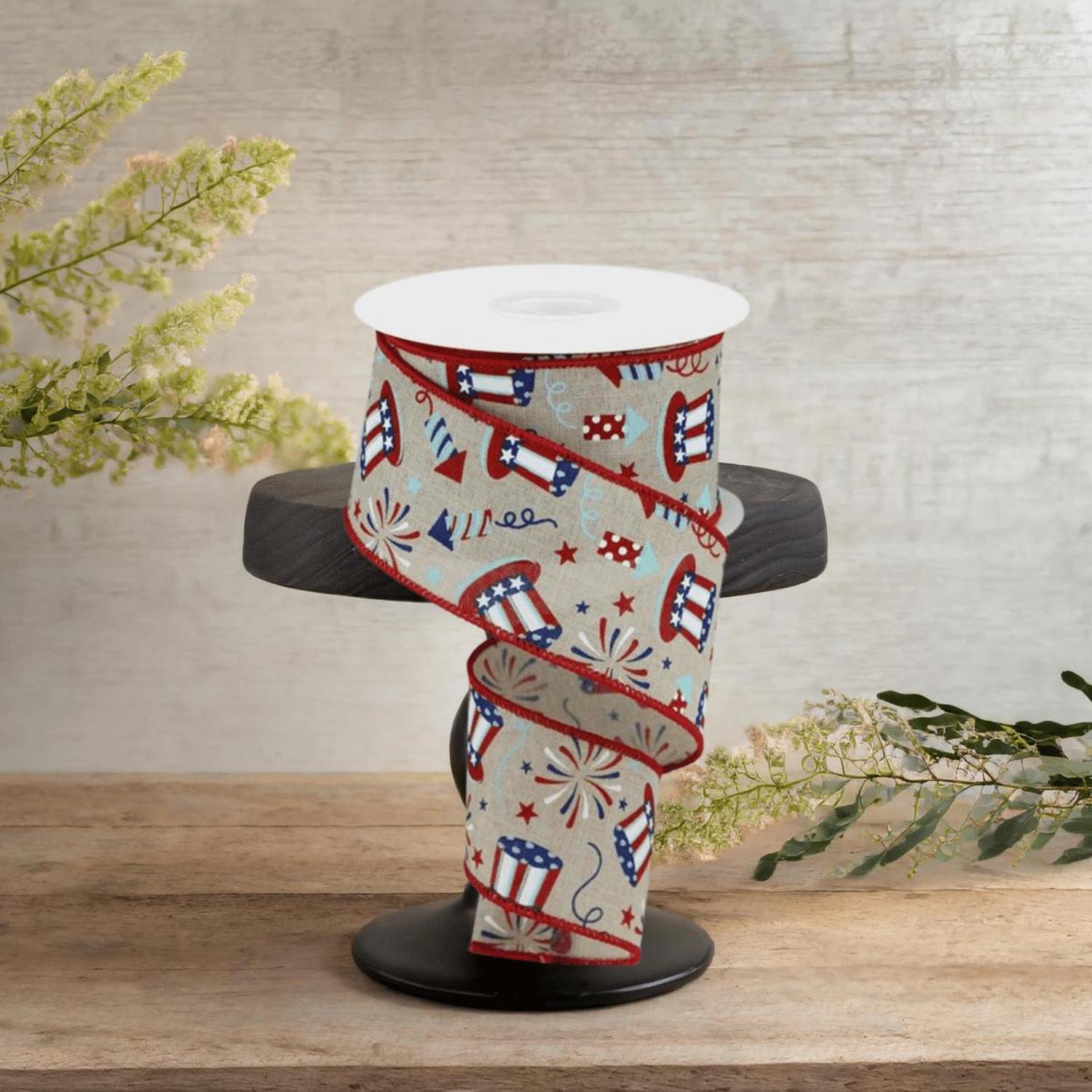 2.5" Uncle Sam Fireworks Ribbon: Natural (10 Yards)