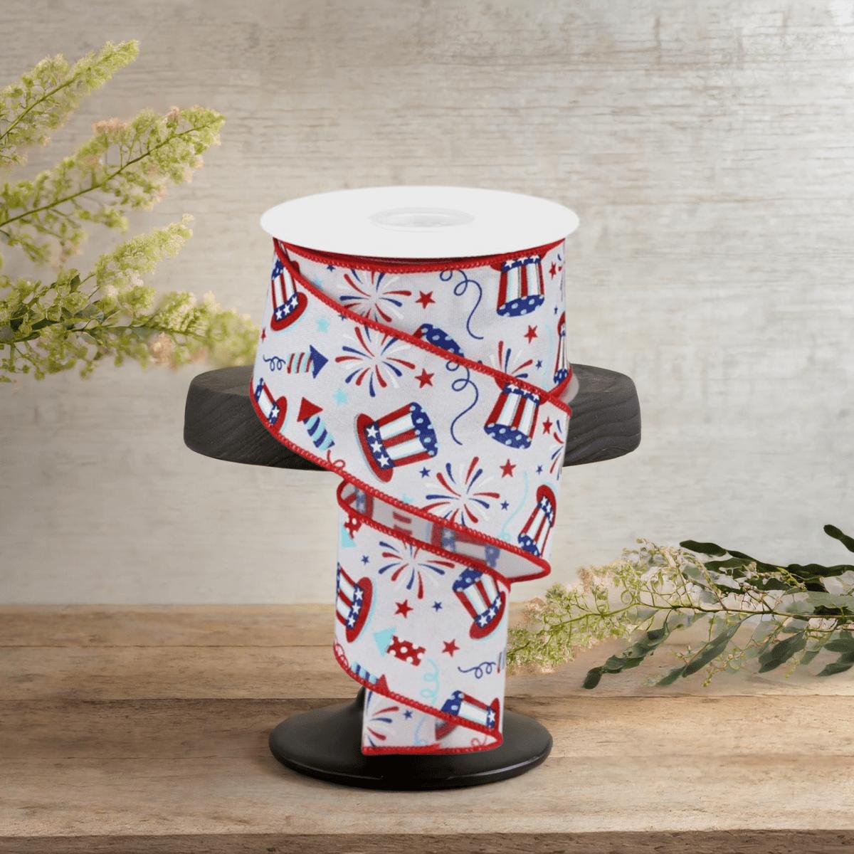 Shop For 2.5" Uncle Sam Fireworks Ribbon: White (10 Yards)