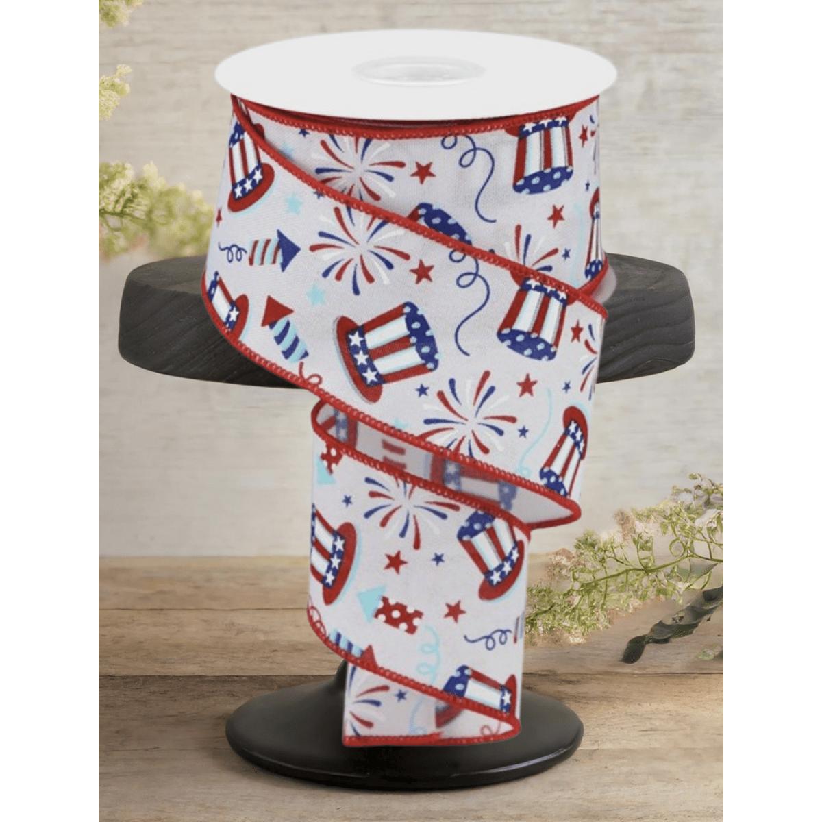Shop For 2.5" Uncle Sam Fireworks Ribbon: White (10 Yards)