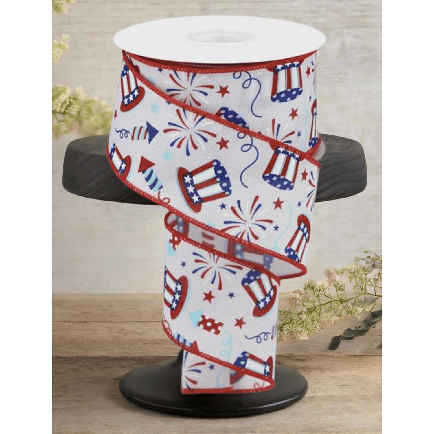 Shop For 2.5" Uncle Sam Fireworks Ribbon: White (10 Yards)