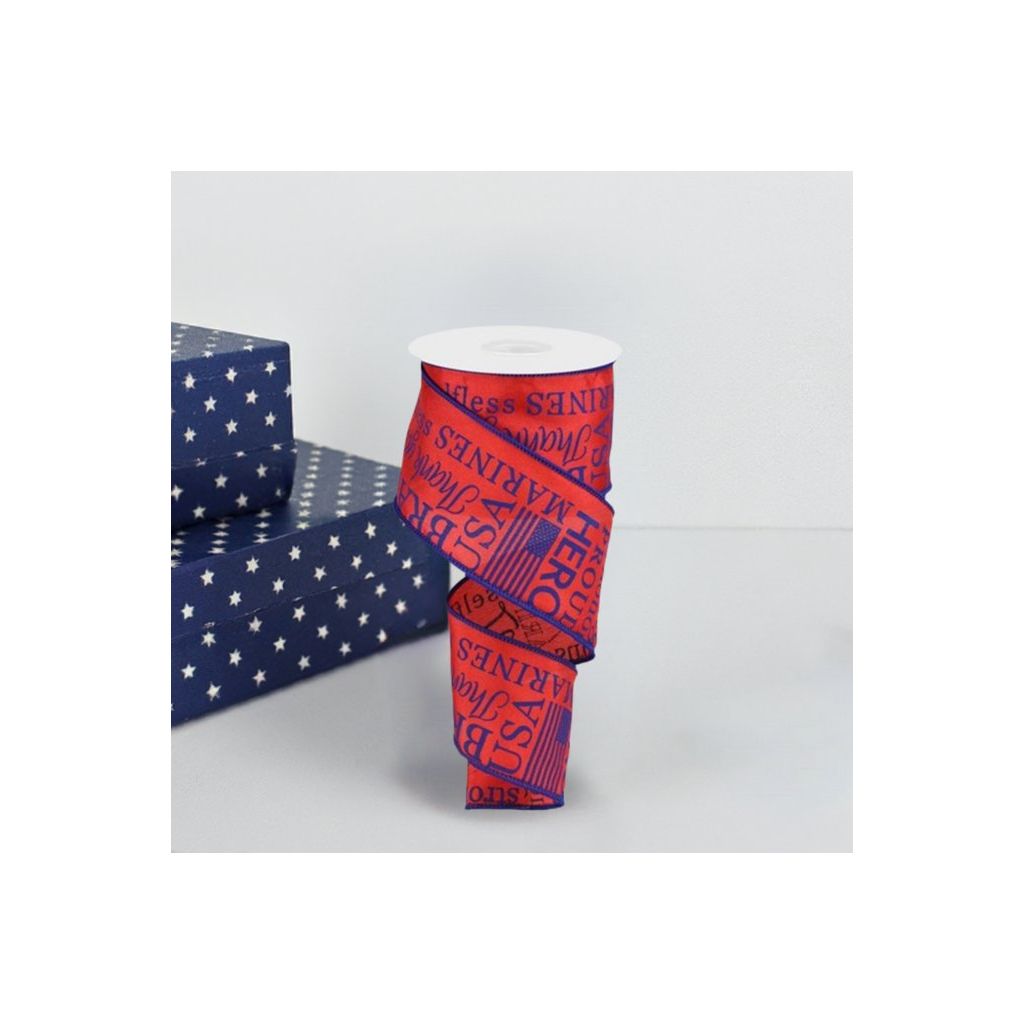 Shop For 2.5" United States Marine Ribbon: Red & Blue (10 Yards) at Michelle's aDOORable Creations